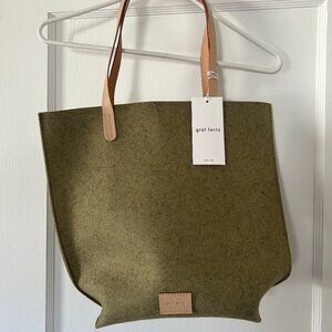 SOLD OUT Graf Lantz sage merino felt and natural leather tote bag
